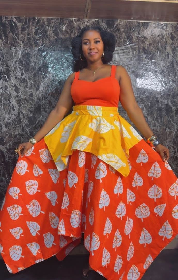 Women's African Print Ankara Handkerchief Skirt - Orange/Yellow