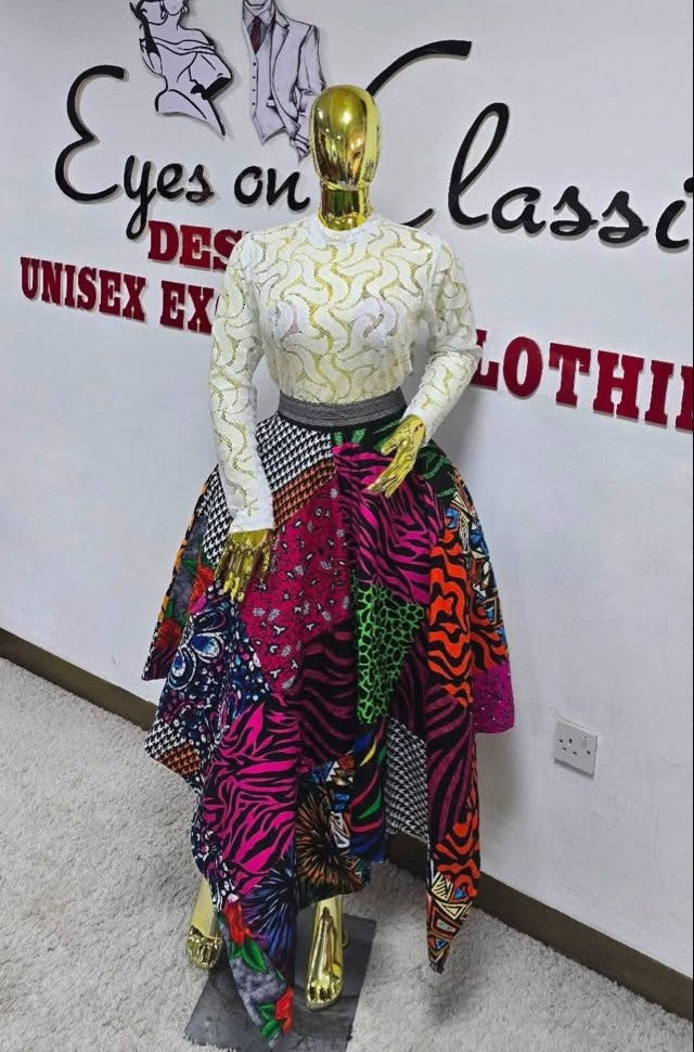 Women's African Print Ankara Handkerchief Skirt - Multicolor